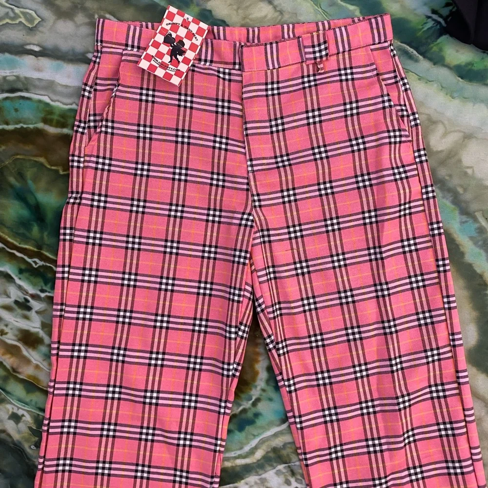 brand new omighty pink plaid pants - Picture 1 of 3